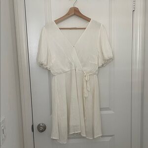 Elegant Cream Wrap Dress